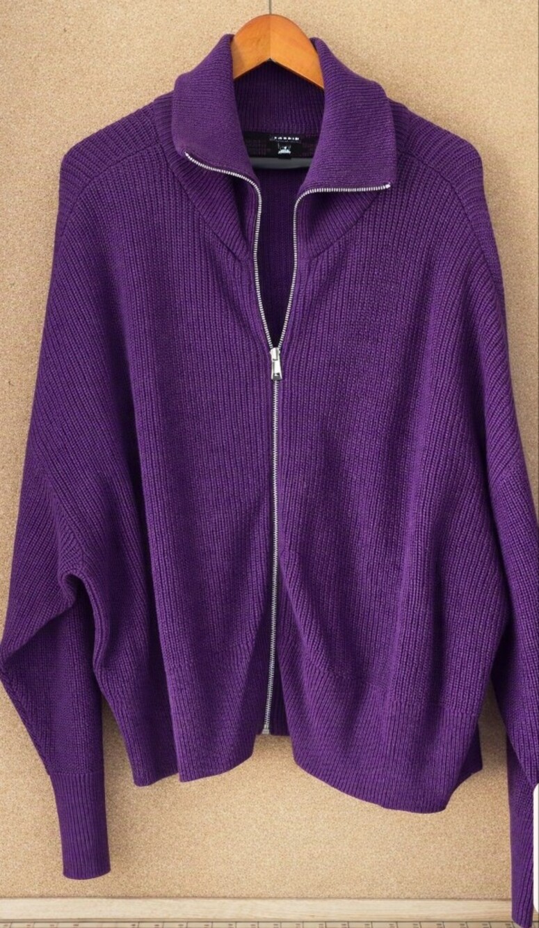 Torrid Purple Ribbed 100% Cotton Full Zip Cardigan Sweater Plus Size 3 3X